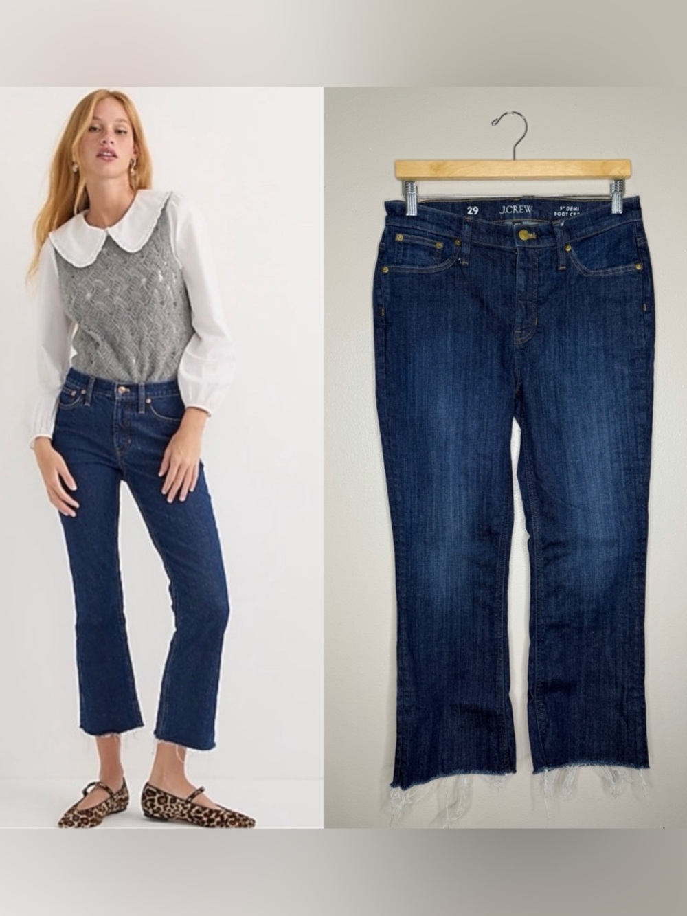 J. Crew | 9” Demi Boot Crop Jeans, size 29, dark wash, 2024